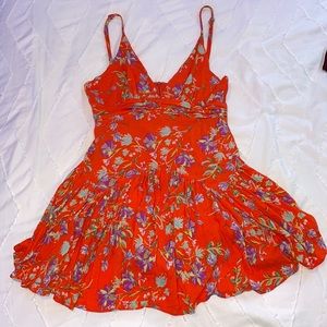 Orange floral romper